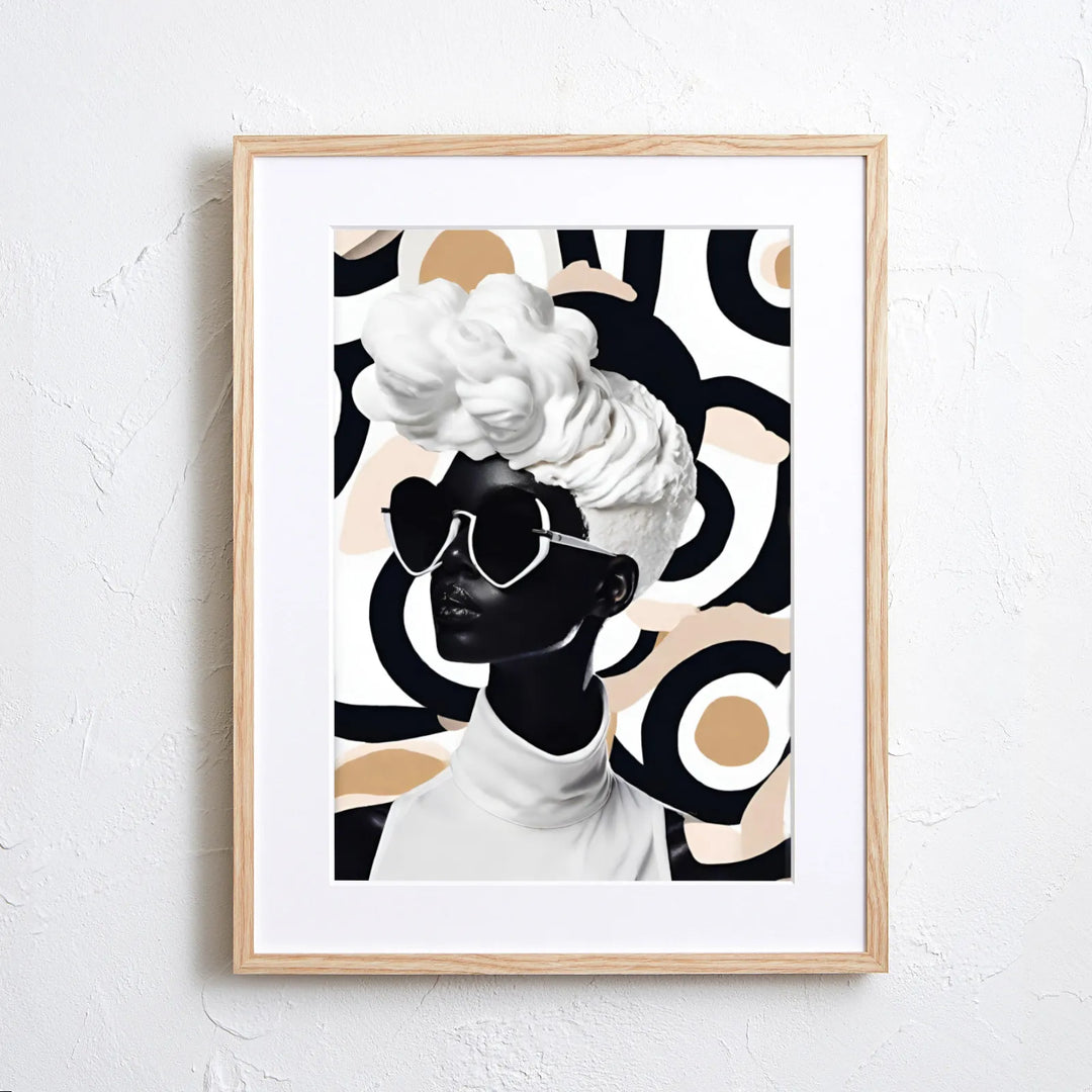 白黒×生クリーム×グラフィック模様のモダンアートポスター『Fresh
