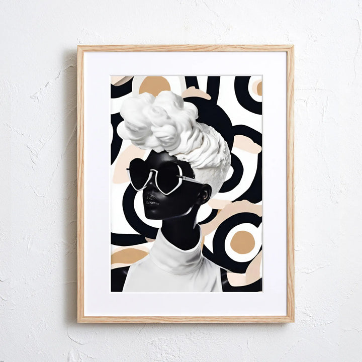 白黒×生クリーム×グラフィック模様のモダンアートポスター『Fresh