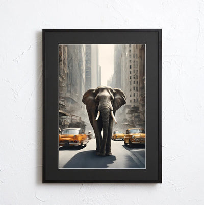 都会の真ん中を象が歩く非日常のフォトアートポスター｜『Elephant Trip』｜Fancy Art select作｜見る人に印象を残すデザイン