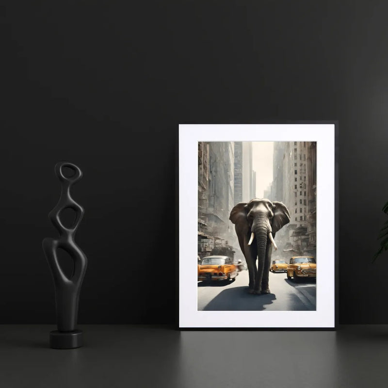 都会の真ん中を象が歩く非日常のフォトアートポスター｜『Elephant Trip』｜Fancy Art select作｜見る人に印象を残すデザイン