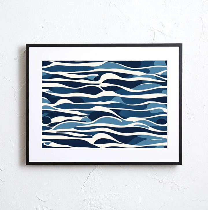 海の波を抽象的に描いたアートポスター『Wave』｜ブルーの