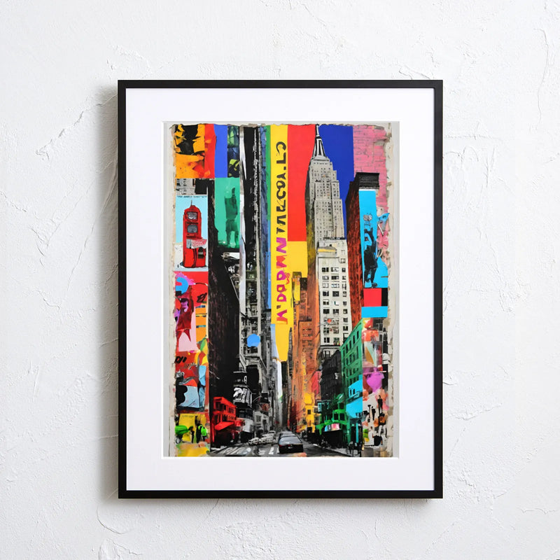 カラフルなニューヨークの街並みを描いた抽象的なポップアートポスター『New York Dreamin&