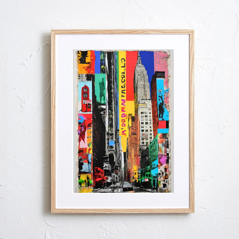 カラフルなニューヨークの街並みを描いた抽象的なポップアートポスター『New York Dreamin&