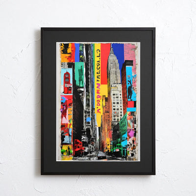 カラフルなニューヨークの街並みを描いた抽象的なポップアートポスター『New York Dreamin'』Fancy Art Select｜都会的でモダンなインテリアにおすすめ