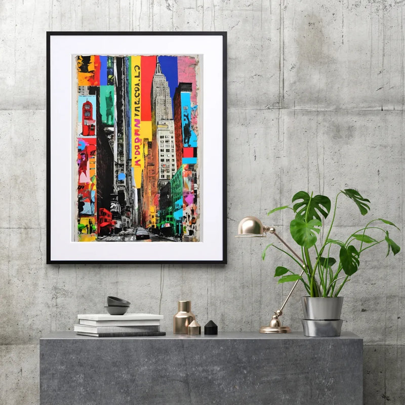 カラフルなニューヨークの街並みを描いた抽象的なポップアートポスター『New York Dreamin&