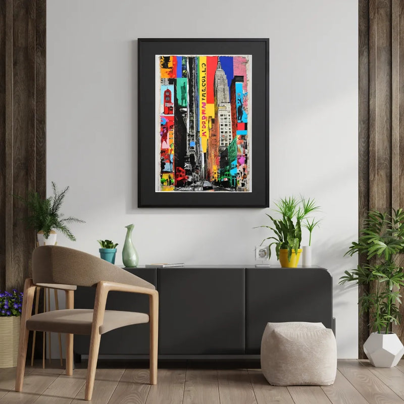 カラフルなニューヨークの街並みを描いた抽象的なポップアートポスター『New York Dreamin&