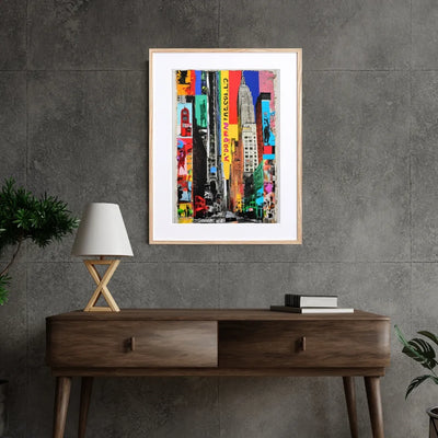 カラフルなニューヨークの街並みを描いた抽象的なポップアートポスター『New York Dreamin'』Fancy Art Select｜都会的でモダンなインテリアにおすすめ