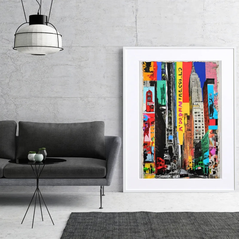 カラフルなニューヨークの街並みを描いた抽象的なポップアートポスター『New York Dreamin&