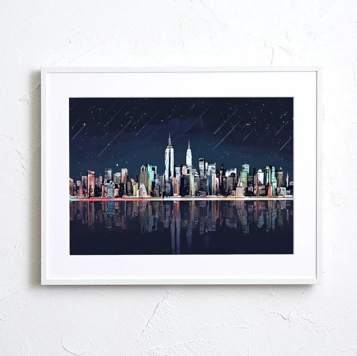 ニューヨークのビル群を描く幻想的なアートポスター『NYC』｜夜景が