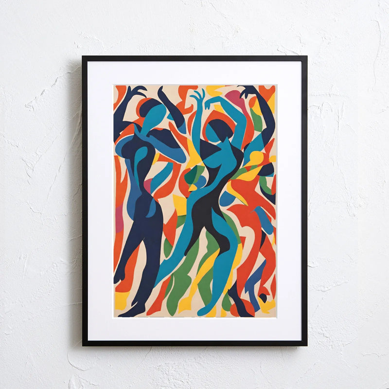ダンスする人物をカラフルに描いた抽象的なアートポスター『Dance Hall』｜Fancy Art Select｜躍動感あふれるイラストでインテリアを華やかに