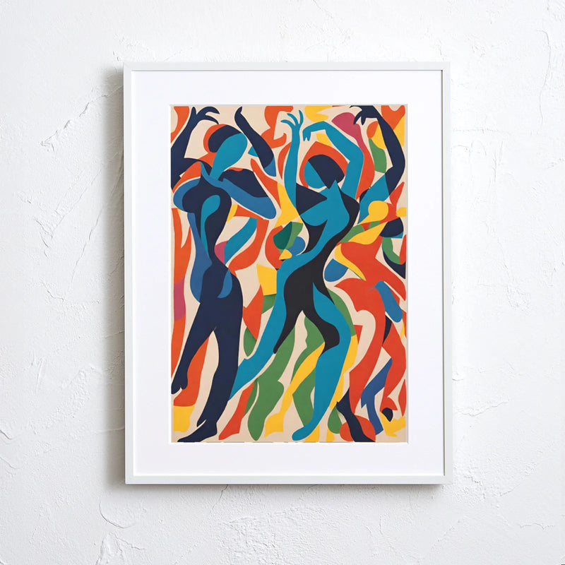 ダンスする人物をカラフルに描いた抽象的なアートポスター『Dance Hall』｜Fancy Art Select｜躍動感あふれるイラストでインテリアを華やかに