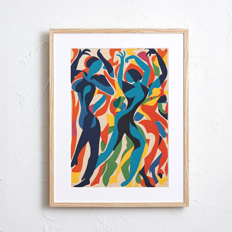 ダンスする人物をカラフルに描いた抽象的なアートポスター『Dance Hall』｜Fancy Art Select｜躍動感あふれるイラストでインテリアを華やかに
