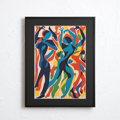 ダンスする人物をカラフルに描いた抽象的なアートポスター『Dance Hall』｜Fancy Art Select｜躍動感あふれるイラストでインテリアを華やかに