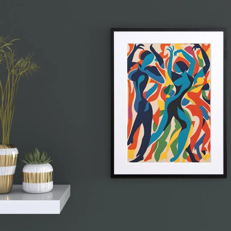 ダンスする人物をカラフルに描いた抽象的なアートポスター『Dance Hall』｜Fancy Art Select｜躍動感あふれるイラストでインテリアを華やかに