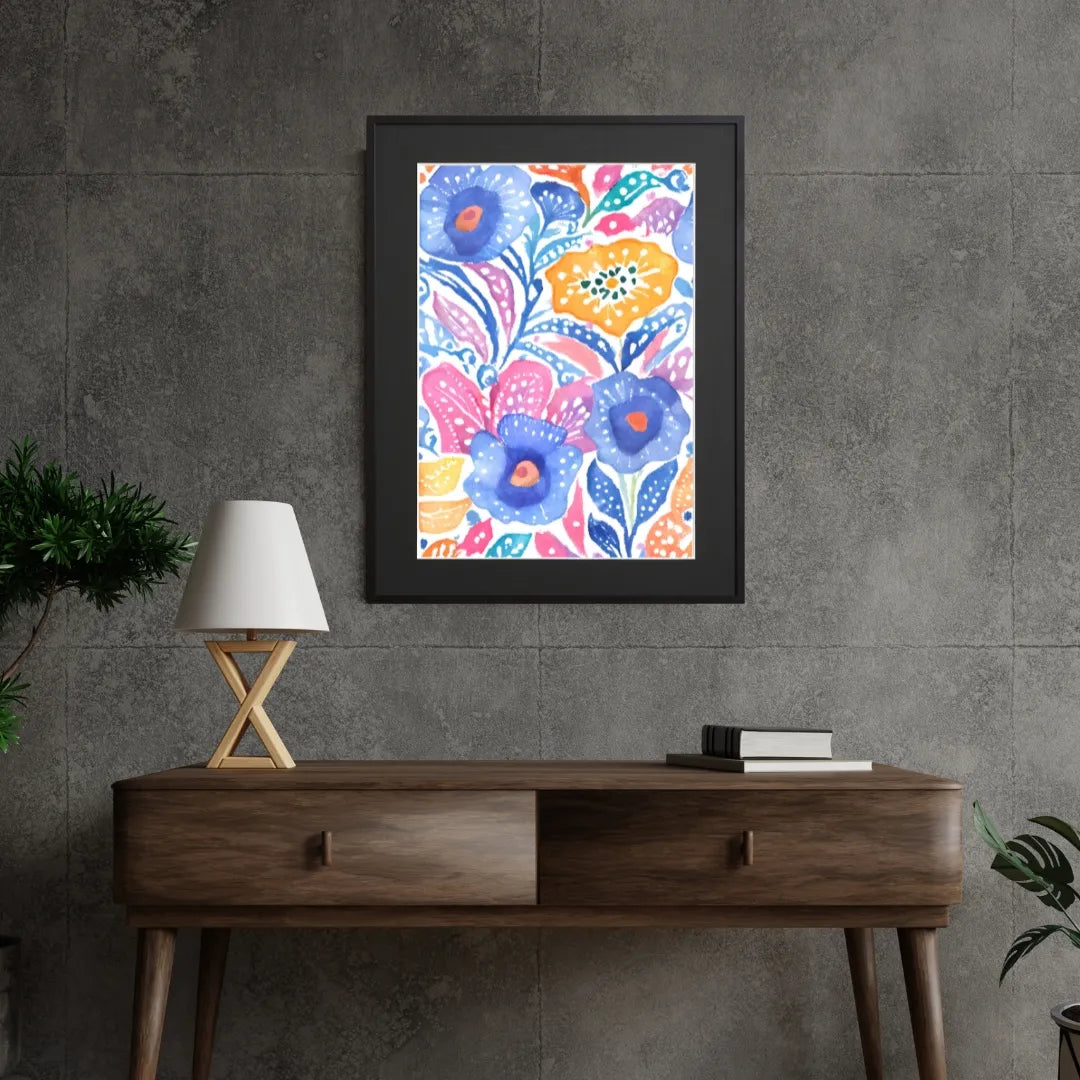 水彩風フラワーのカラフルアートポスター『Delight』｜ナチュラル空間
