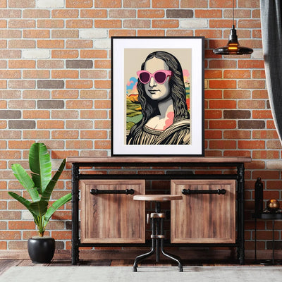 ピンクのサングラスをかけた女性（モナリザ風）を描いたポップなデジタルイラスト『Mona Pop Shades』｜Fancy Art Select｜モダンなアートポスター