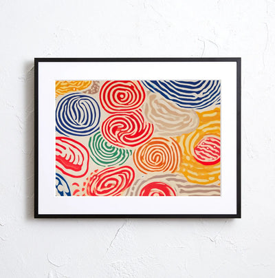 色とりどりの渦模様でラーメンの麺線を連想させる抽象ポップアート『RAMEN』｜Fancy Art Select｜キッチンや店舗に映える1枚