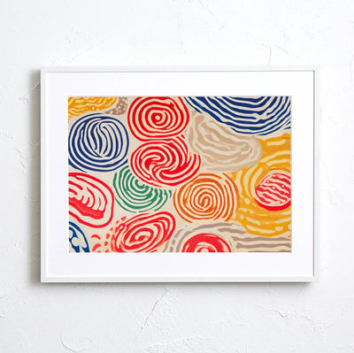 色とりどりの渦模様でラーメンの麺線を連想させる抽象ポップアート『RAMEN』｜Fancy Art Select｜キッチンや店舗に映える1枚