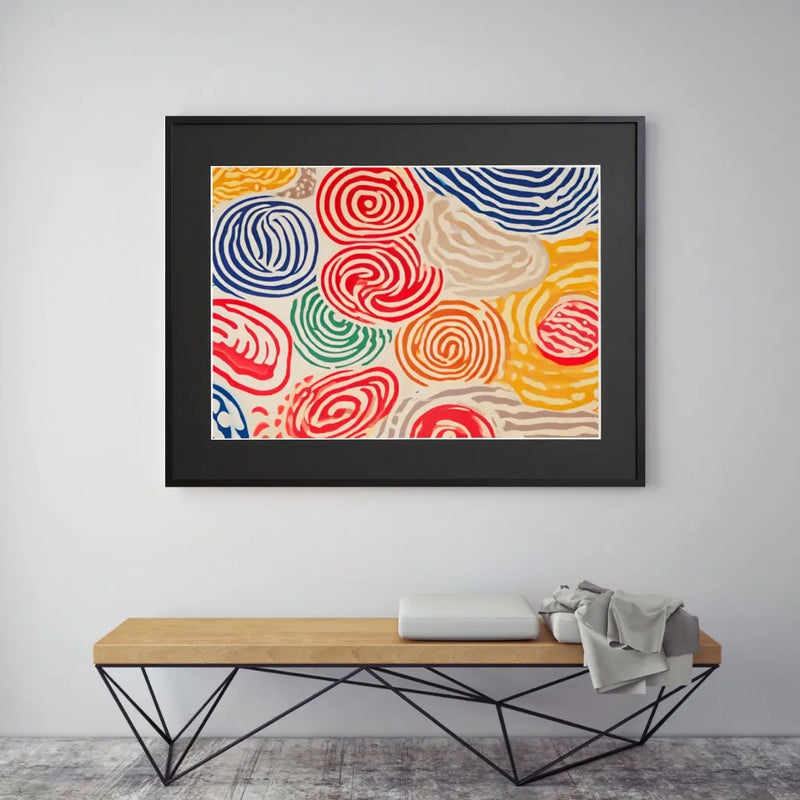 色とりどりの渦模様でラーメンの麺線を連想させる抽象ポップアート『RAMEN』｜Fancy Art Select｜キッチンや店舗に映える1枚