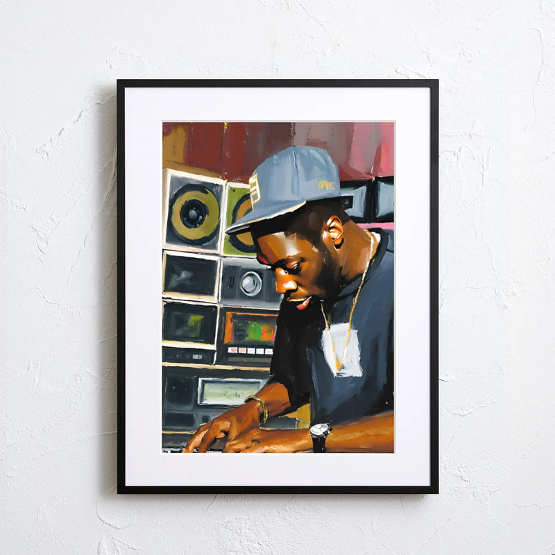 ビートメイカーを描いたデジタルイラストアートポスター『Golden Beatmaker』｜Fancy Art Select｜クールな音楽アートがおしゃれ