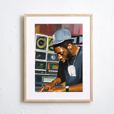 ビートメイカーを描いたデジタルイラストアートポスター『Golden Beatmaker』｜Fancy Art Select｜クールな音楽アートがおしゃれ