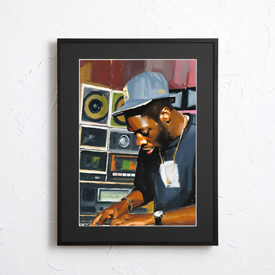 ビートメイカーを描いたデジタルイラストアートポスター『Golden Beatmaker』｜Fancy Art Select｜クールな音楽アートがおしゃれ