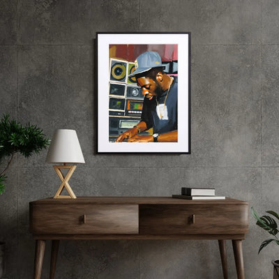 ビートメイカーを描いたデジタルイラストアートポスター『Golden Beatmaker』｜Fancy Art Select｜クールな音楽アートがおしゃれ