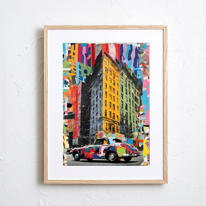 NYの街並みとクラシックカーを描いたポップアートポスター『New York