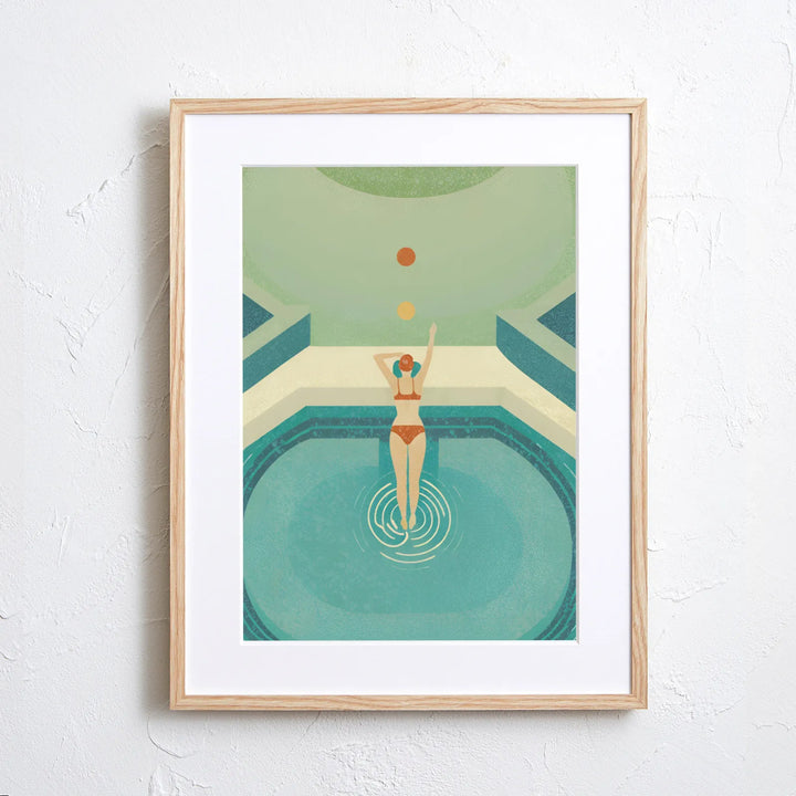 爽やかな水辺と女性を描くアートポスター『Summer Dive』｜リゾート感
