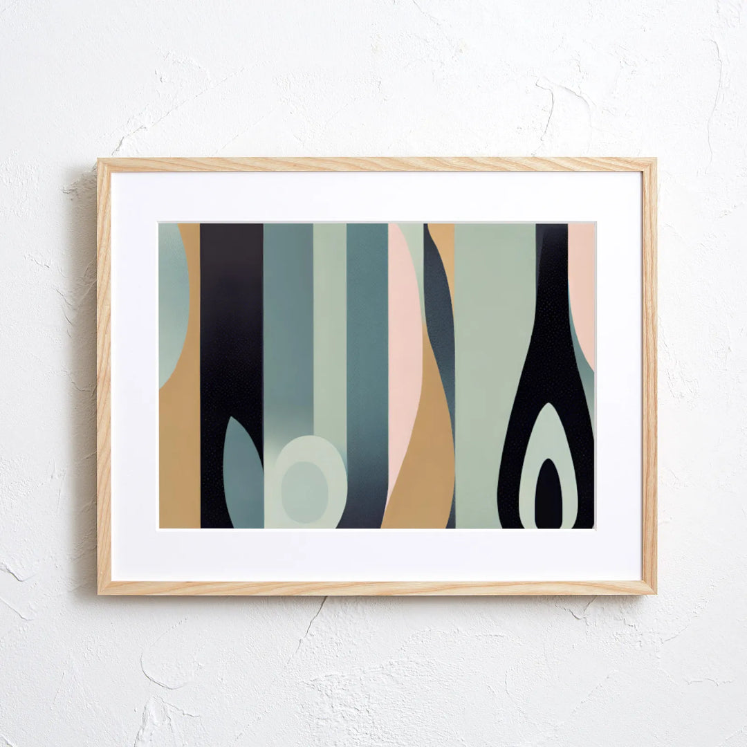 モダンで静けさを感じるラインの抽象画アートポスター『Echo Lines