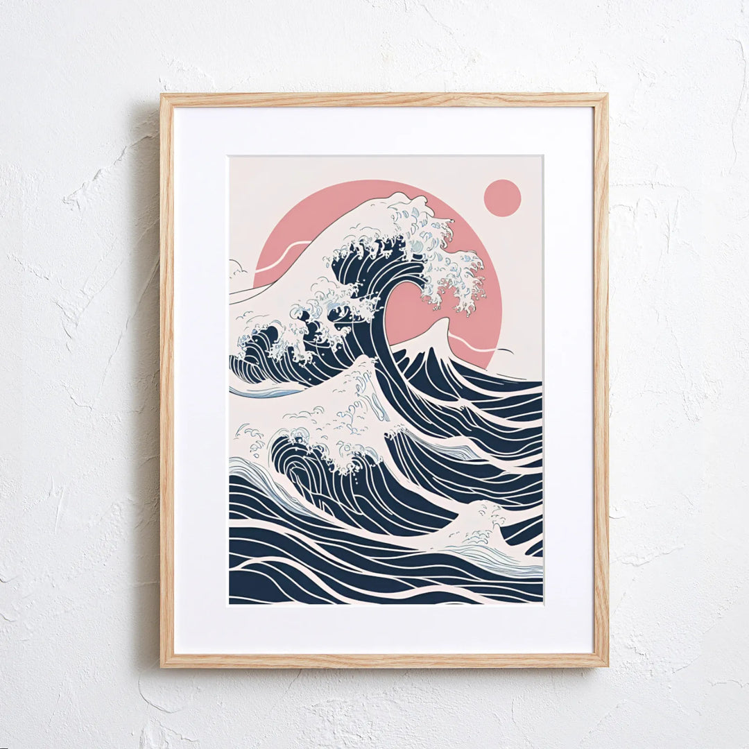 A1/ 防水ポスター/ アートポスター/浮世絵　和モダン/日本製高品質 日本の波をモダンに描いたアートポスター『The Great Wave Rebirth
