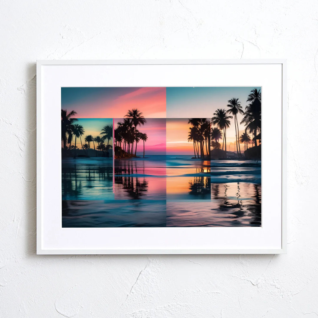 南国の海と夕焼けの反射が美しい風景アートポスター『Tropical