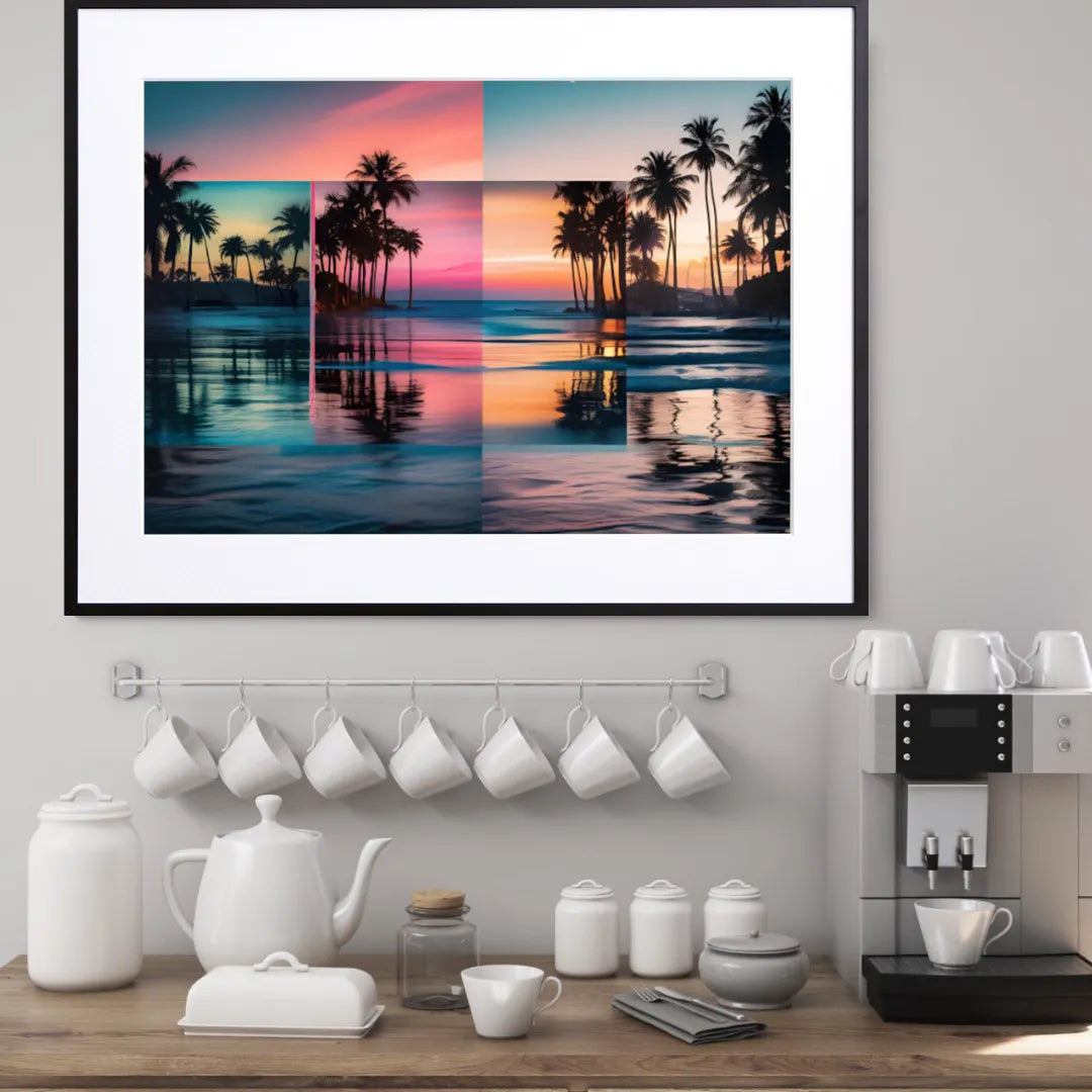 南国の海と夕焼けの反射が美しい風景アートポスター『Tropical