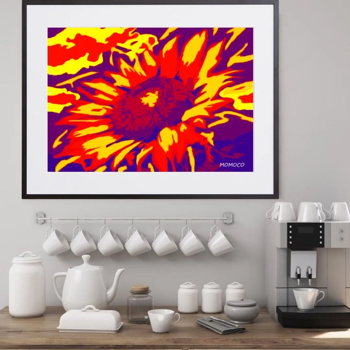 エネルギッシュな原色の向日葵アートポスター『himawari Ⅵ』｜ポップ