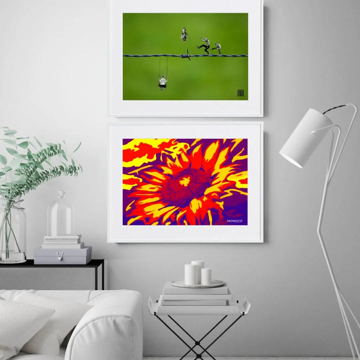 エネルギッシュな原色の向日葵アートポスター『himawari Ⅵ』｜ポップ