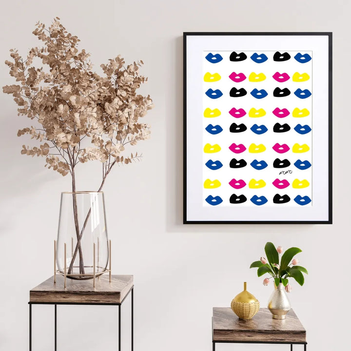 カラフルなリップが並ぶポップアートポスター『Lip Ⅴ』｜遊び心ある