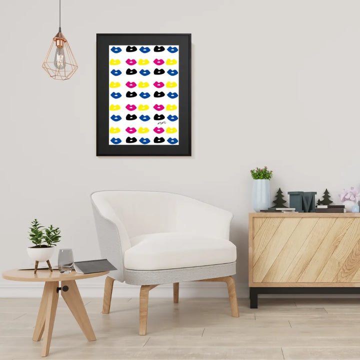 カラフルなリップが並ぶポップアートポスター『Lip Ⅴ』｜遊び心ある