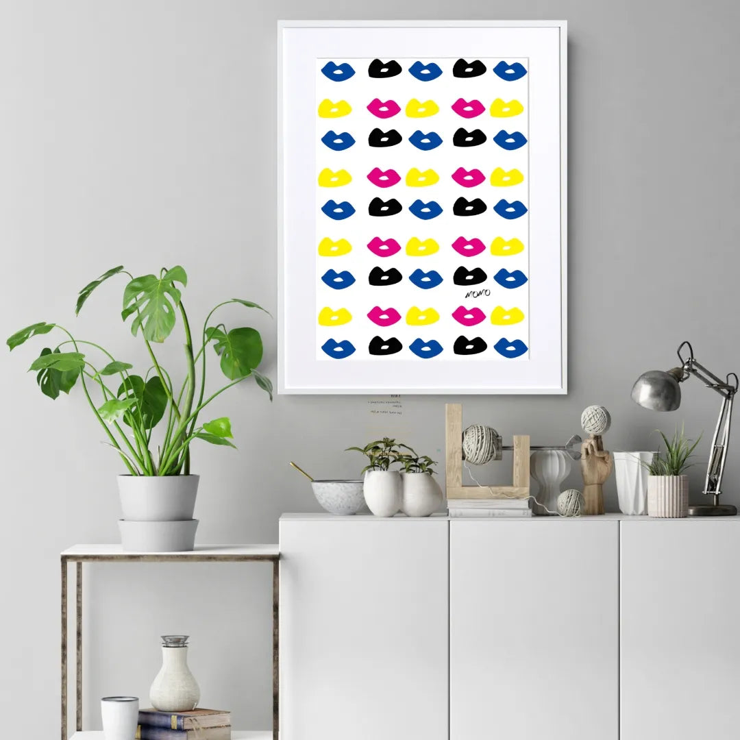 カラフルなリップが並ぶポップアートポスター『Lip Ⅴ』｜遊び心ある
