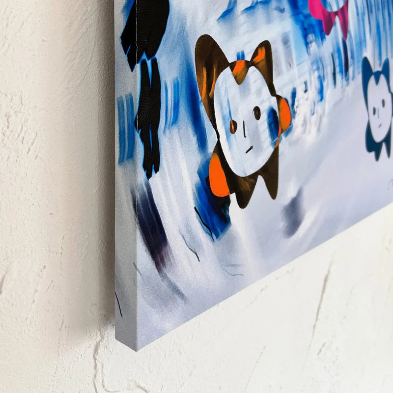 揺れる世界観と表情豊かなキャラクターが漂う原画「揺らぐ常識(original)」｜TAKUROMAN｜ 違和感が美に変わる挑戦的な現代アート