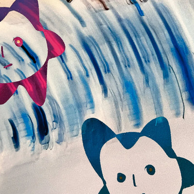 揺れる世界観と表情豊かなキャラクターが漂う原画「揺らぐ常識(original)」｜TAKUROMAN｜ 違和感が美に変わる挑戦的な現代アート