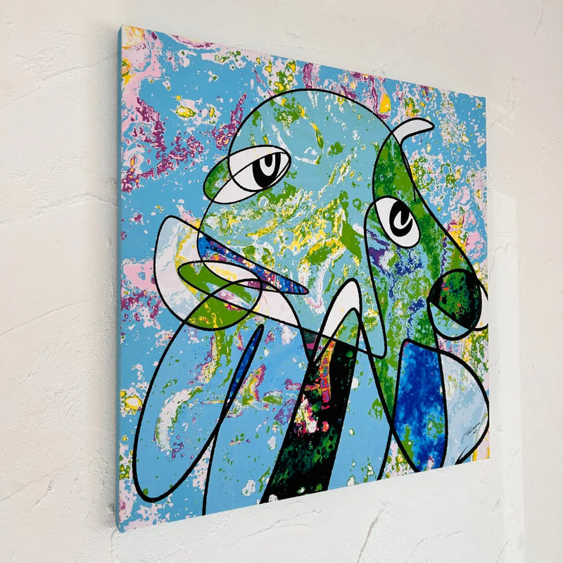 カラフルで不思議な表情のキャラクター現代アート『謎の生き物』｜TAKUROMAN｜知的ユーモアと遊び心が融合した原画作品