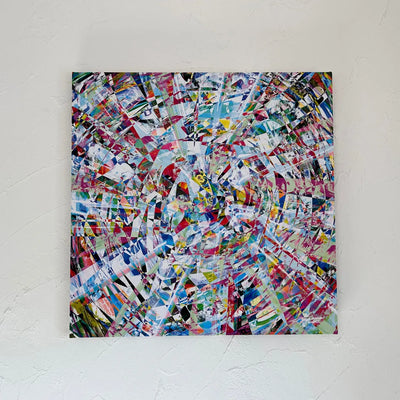 色が放射状広がる美しくてポップな抽象画・現代アート『 Hika Ring』｜TAKUROMAN｜ 空間を明るくする一点もの原画