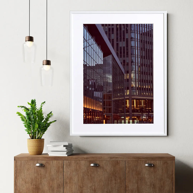 絵画　都市風景 　インテリア ta_001 東京の夕景都市風景アートポスター｜静かな都市空間とガラス