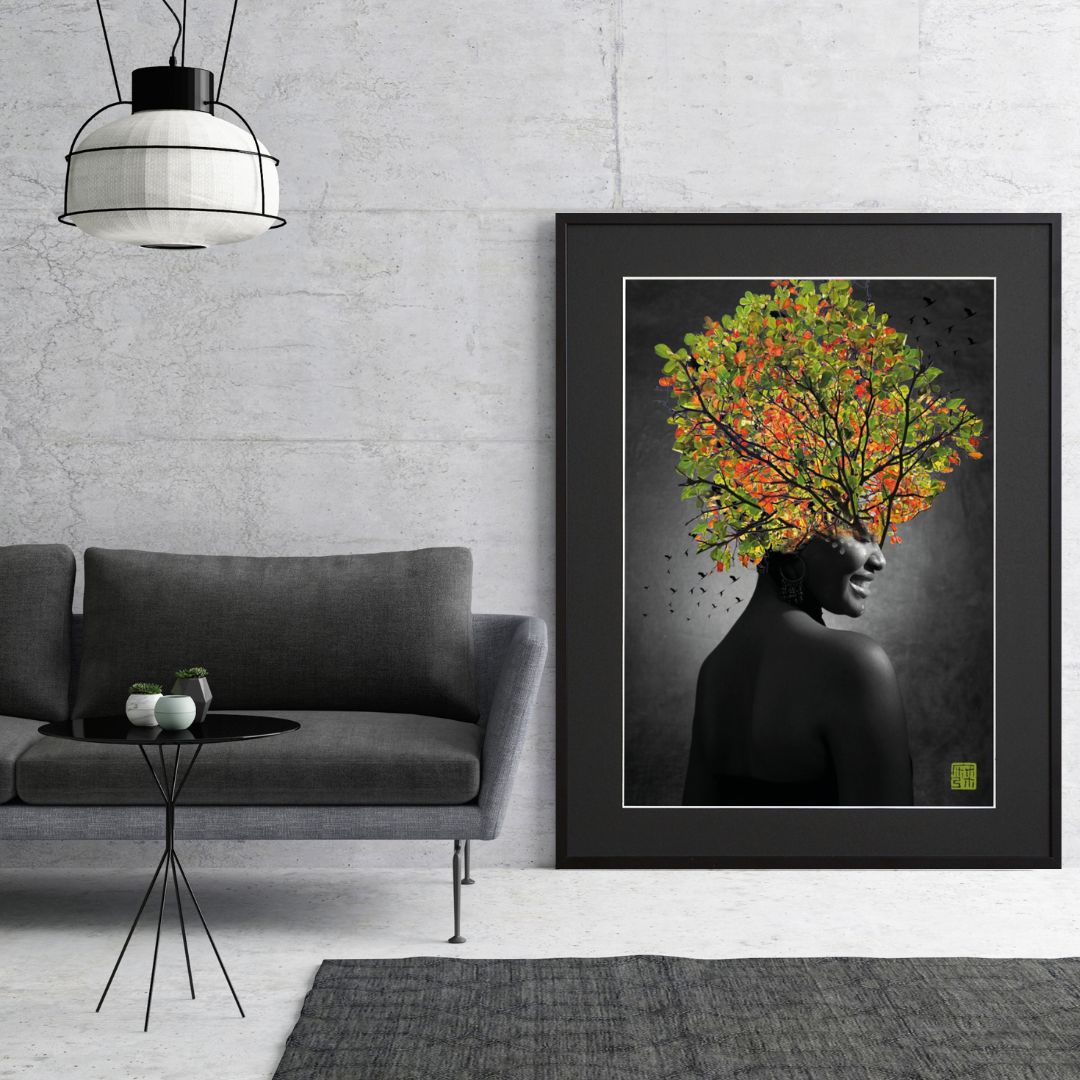 美しい木々の自然と女性が融合する幻想的なコラージュアート『woman