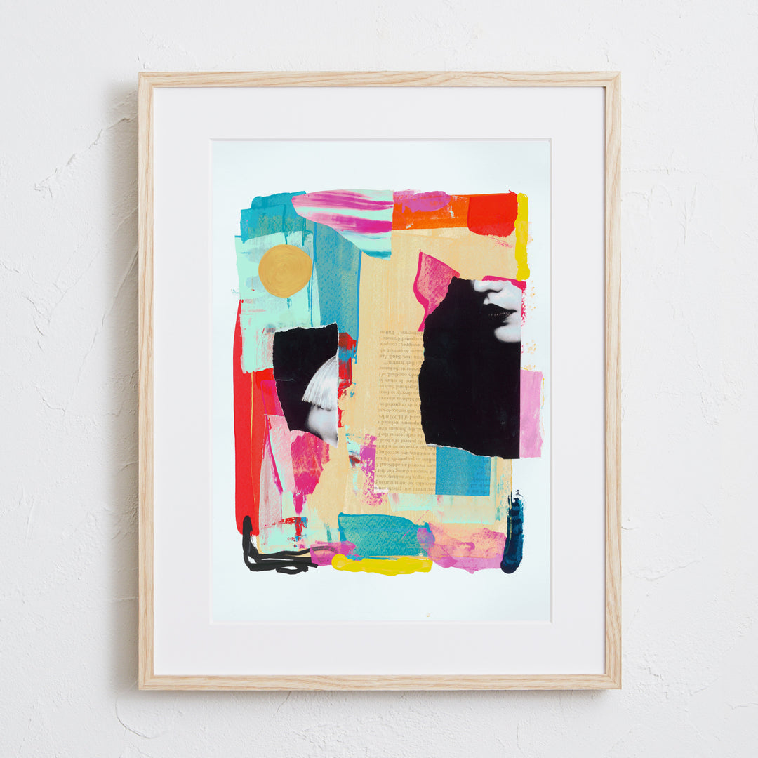 絵画 アクリル コラージュ　ART アート　コラージュ　抽象画 7 模様が重なり合うアナログコラージュ抽象画アートポスター