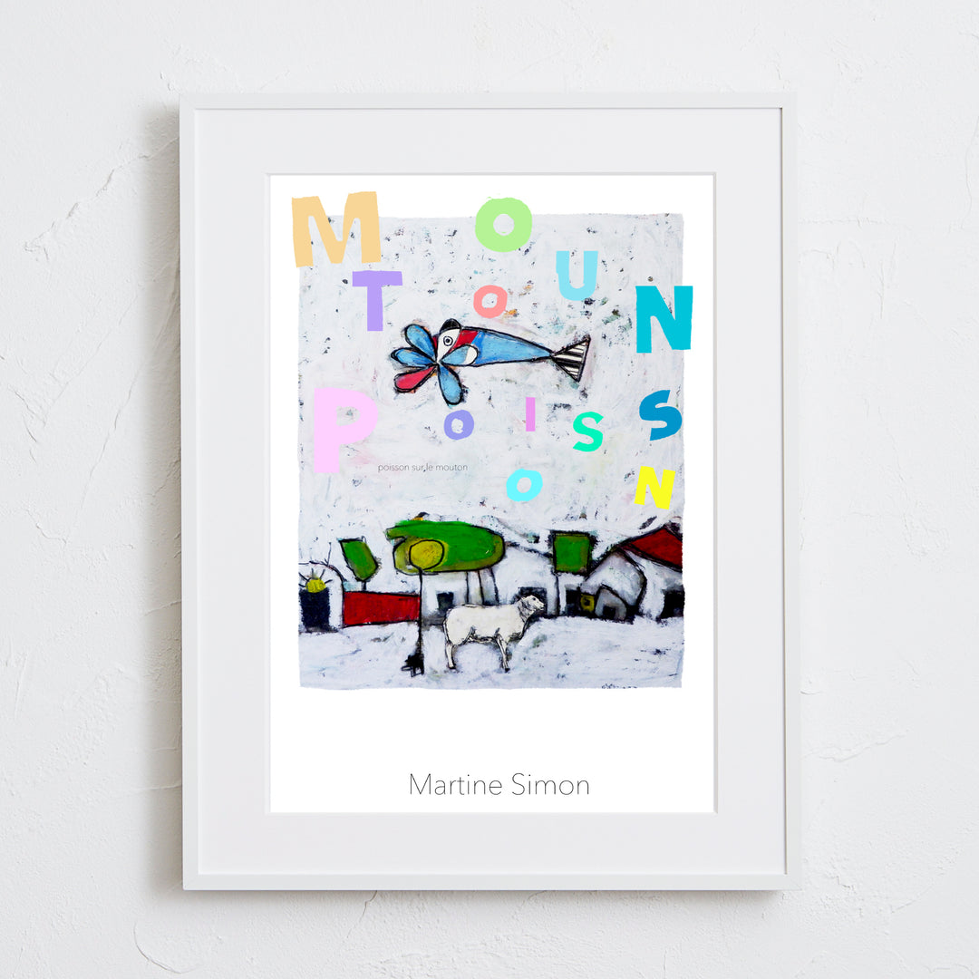 幻想的な動物の世界を描いたアートポスター「hitujitosakana」｜想像力