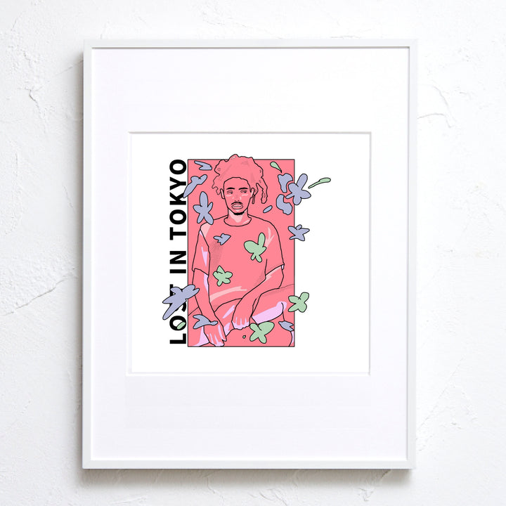 都市の喧騒に飲み込まれる男性を描いたポップアート「Lost In Tokyo