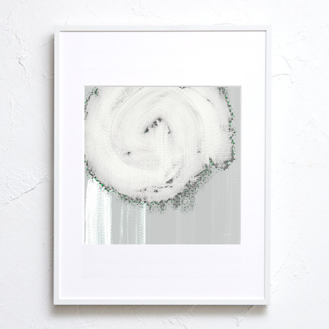 静と動を感じるおしゃれなミニマル抽象アートポスター『渦』｜白と