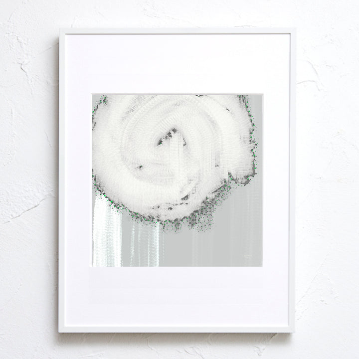 静と動を感じるおしゃれなミニマル抽象アートポスター『渦』｜白と