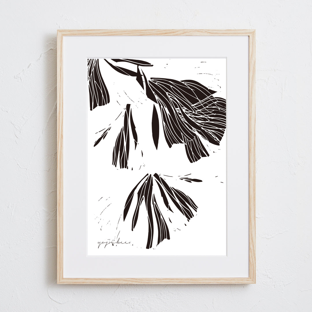 自然モチーフをモダンに描いたミニマルアートポスター『葉っぱ』｜植物